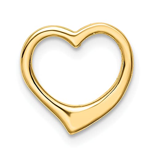 IceCarats 14K Yellow Gold Heart Love Floating Chain Slide Pendant Necklace Charm 12mm x 11mm Only