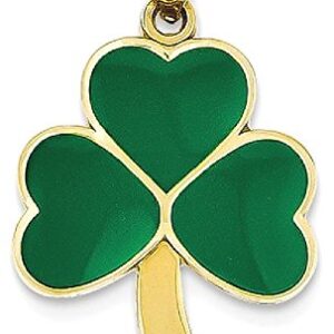 IceCarats 14K Yellow Gold Green Lucky Clover Leaf Shamrock Flower Necklace Heart Claddagh Celtic Charm Pendant Irish Jewelry 30mm x 15mm Only