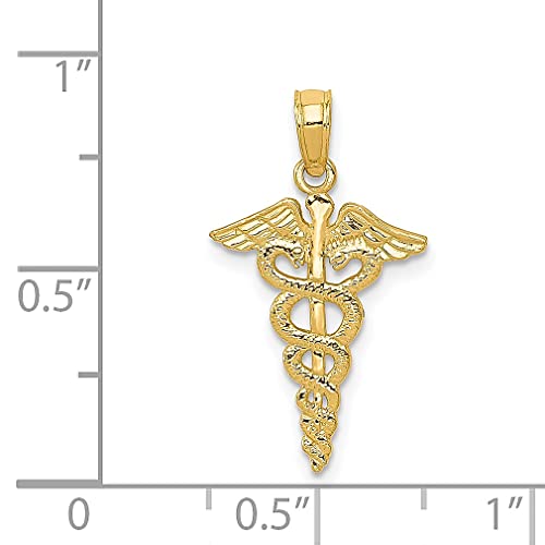 IceCarats 14K Yellow Gold Nurse Caduceus Paramedic Emt Doctor Medical Student Nursing Symbol Necklace Charm Pendant 23mm x 12.5mm Only