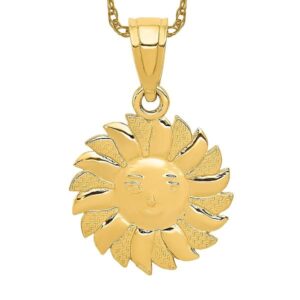 IceCarats 14K Yellow Gold Sun Face Necklace Charm Pendant Only