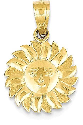 IceCarats 14K Yellow Gold Sun Face Necklace Charm Pendant Only