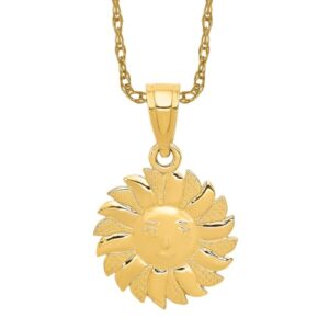 IceCarats 14K Yellow Gold Sun Face Necklace Charm Pendant Only