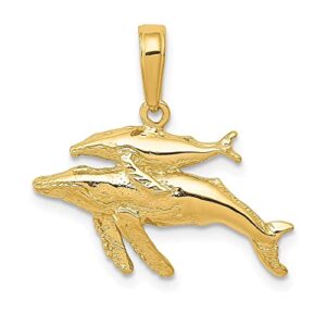 icecarats 14k yellow gold mother humpback whale necklace charm pendant 21mm x 20mm only