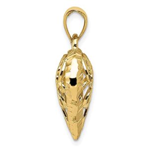 IceCarats 14K Yellow Gold Antique Filigree Heart Necklace Love Pendant Charm 26mm x 20mm Only