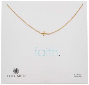 dogeared "faith" 14k gold dipped silver sideways cross necklace, 16"+2" extender