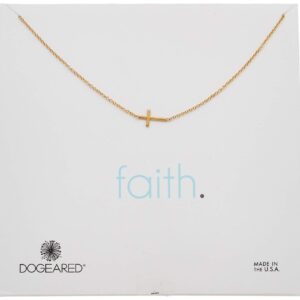 Dogeared "Faith" 14k Gold Dipped Silver Sideways Cross Necklace, 16"+2" Extender