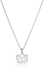 dogeared reminder new beginnings sterling silver rising lotus pendant necklace, 16" + 2" extender