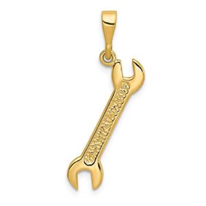 icecarats 14k yellow gold wrench necklace charm pendant 30mm x 4mm only