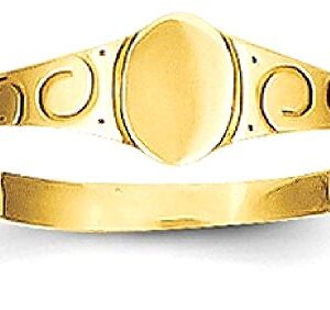 IceCarats 14K Yellow Gold Oval Custom Engraved Signet Ring Handmade Personalized Monogram Initial Letter Band Size 3