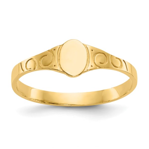 IceCarats 14K Yellow Gold Oval Custom Engraved Signet Ring Handmade Personalized Monogram Initial Letter Band Size 3