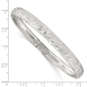 IceCarats 925 Sterling Silver 6.5mm Flexible Bangle Bracelet