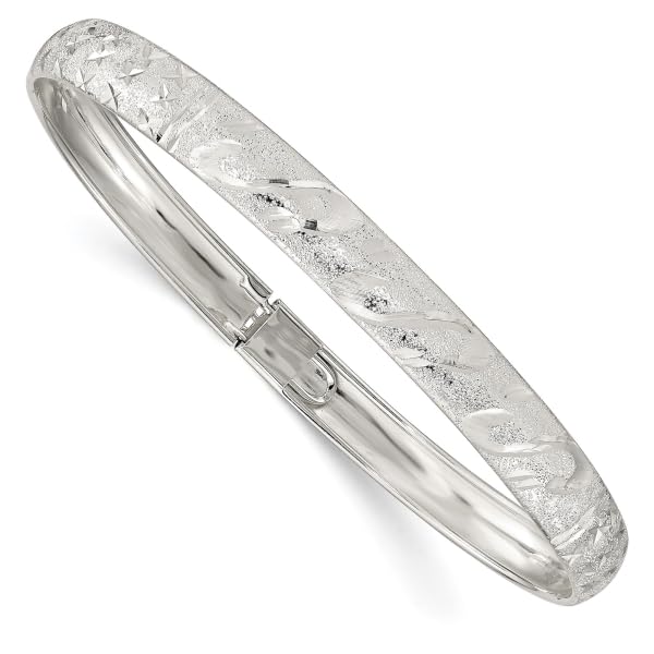 IceCarats 925 Sterling Silver 6.5mm Flexible Bangle Bracelet