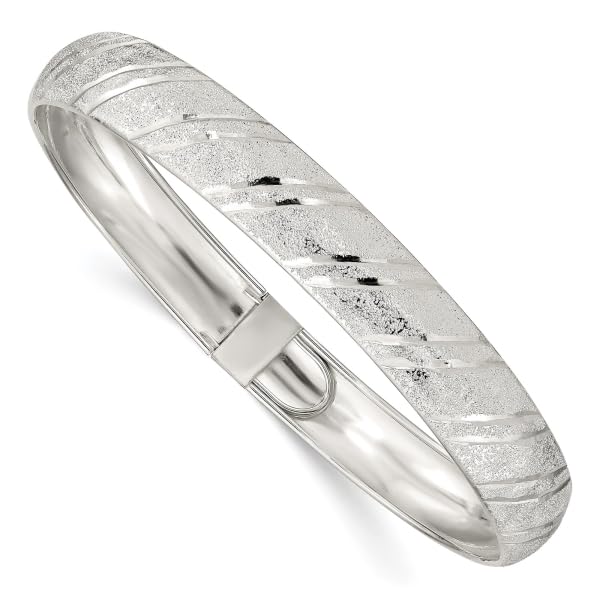 IceCarats 925 Sterling Silver 10.5mm Flexible Bangle Bracelet