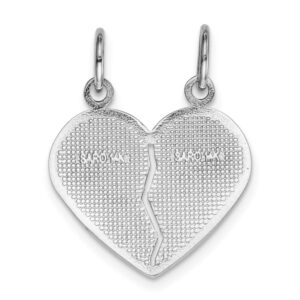 IceCarats 14K White Gold Daughter Mom Break Apart Heart Love Necklace Mama Charm Mother Pendant