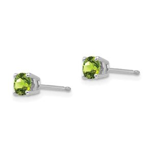 14K White Gold 4mm Green Peridot Studs Gemstone Earrings August Birthstone Jewelry