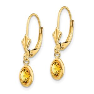 14K Yellow Gold Oval Orange Citrine Drop Dangle Earrings November Birthstone Jewelry