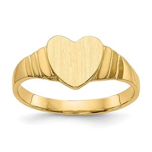 IceCarats 14K Yellow Gold Heart Love Custom Engraved Signet Ring Handmade Personalized Monogram Initial Letter Band Size 3.5