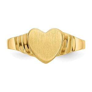 IceCarats 14K Yellow Gold Heart Love Custom Engraved Signet Ring Handmade Personalized Monogram Initial Letter Band Size 3.5