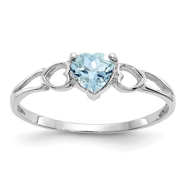 IceCarats 14K White Gold Blue Aquamarine Heart Love Ring March Birthstone Jewelry Size 6