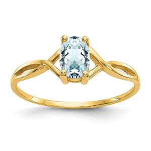 IceCarats 14K Yellow Gold Blue Aquamarine Ring March Birthstone Jewelry Size 7.00