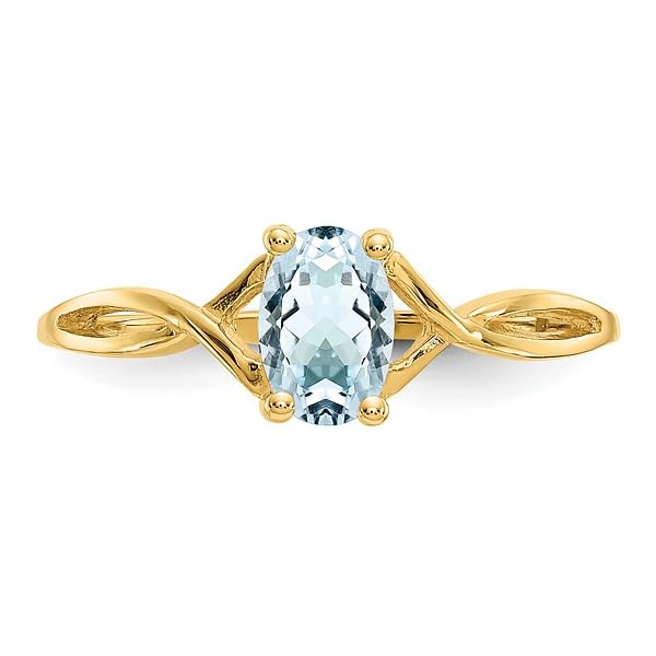 IceCarats 14K Yellow Gold Blue Aquamarine Ring March Birthstone Jewelry Size 7.00