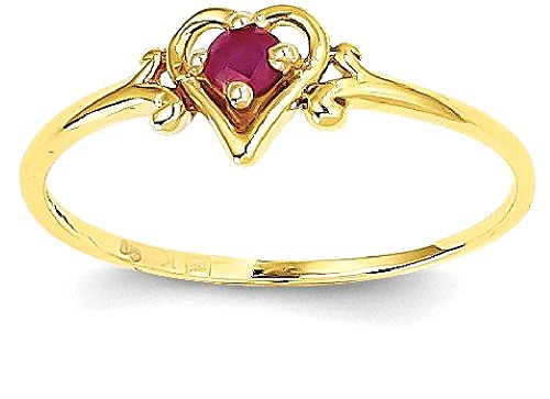 IceCarats 14K Yellow Gold Red Ruby Heart Love Ring July Birthstone Jewelry Size 7