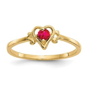 IceCarats 14K Yellow Gold Red Ruby Heart Love Ring July Birthstone Jewelry Size 7