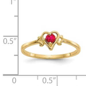 IceCarats 14K Yellow Gold Red Ruby Heart Love Ring July Birthstone Jewelry Size 7