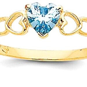 IceCarats 14K Yellow Gold Blue Aquamarine Heart Love Ring March Birthstone Jewelry Size 7