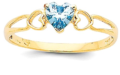 IceCarats 14K Yellow Gold Blue Aquamarine Heart Love Ring March Birthstone Jewelry Size 7