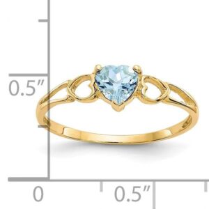 IceCarats 14K Yellow Gold Blue Aquamarine Heart Love Ring March Birthstone Jewelry Size 7