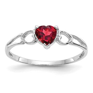 IceCarats 14K White Gold Red Garnet Heart Love Ring January Birthstone Jewelry Size 6