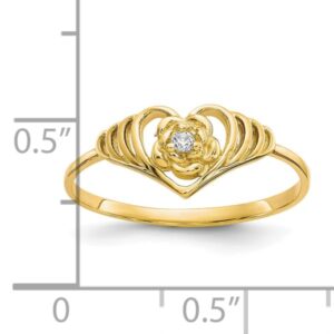 IceCarats 10K Yellow Gold Cubic Zirconia CZ Heart Love Ring Size 6