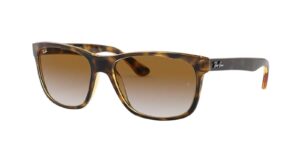 ray-ban men's rb4181 square sunglasses, light havana/clear gradient brown, 57 mm