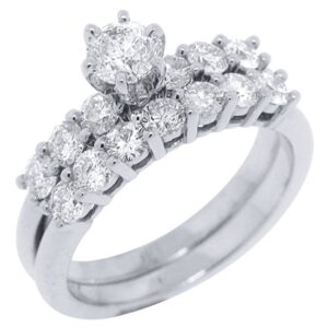 thejewelrymaster 14k white gold 1.60 carats round diamond engagement ring wedding band bridal set