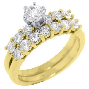 14k yellow gold 1.60 carats round diamond engagement ring wedding band bridal set