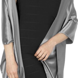 BlackButterfly Satin Shawl Bridesmaid Wedding Wrap Scarf (Silver)