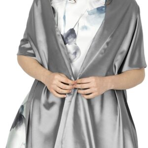 BlackButterfly Satin Shawl Bridesmaid Wedding Wrap Scarf (Silver)