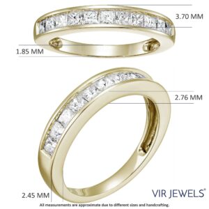 Vir Jewels 1 cttw Diamond Wedding Anniversary Band for Women Half Eternity Square Diamond Engagement Ring 14K Yellow Gold Princess Cut Channel Set Size 6