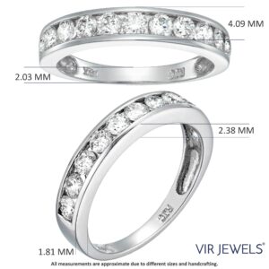 VIR JEWELS 1 cttw Diamond Wedding Anniversary Band for Women Half Eternity Diamond Engagement Ring 14K White Gold Channel Set SI2-I1 Clarity Certified Size 10