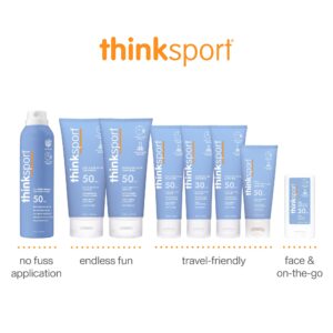 Thinksport SPF 50+ Mineral Sunscreen, 3 Oz, Safe, Natural Sunblock for Sports & Active Use, Water Resistant Reef Safe Sunscreen, Broad Spectrum UVA/UVB Sun Screen for Sun Protection