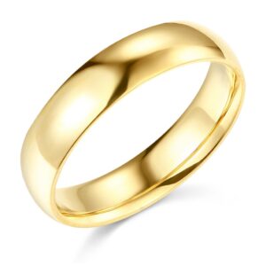 14k yellow gold 5mm comfort fit plain wedding band - size 4