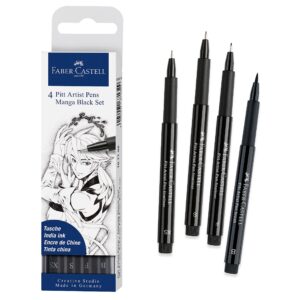 faber-castell pitt artist pen manga drawing set 167132, black