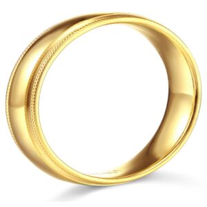 14k Yellow Gold 7mm Comfort FIT Plain Milgrain Wedding Band - Size 7