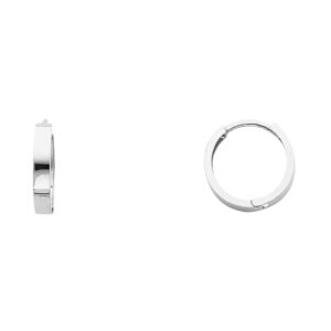 14k White Gold 2.5mm Thickness Hoop Huggie Earrings (13 x 13 mm)