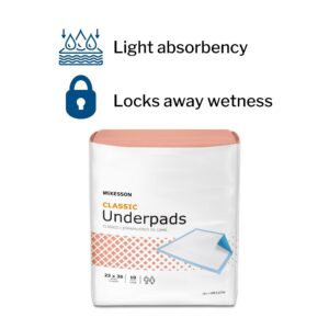 McKesson Classic Underpads, Incontinence Bed Pads, Light Absorbency, 23 in x 36 in, 150 Count