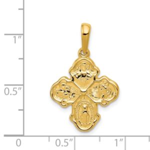 IceCarats 14K Yellow Gold Four Way Holy Cross Religious Medal Necklace Christian Pendant Scapular Charm 28mm x 17.75mm Only