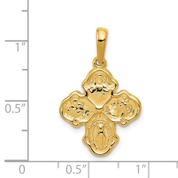 IceCarats 14K Yellow Gold Four Way Holy Cross Religious Medal Necklace Christian Pendant Scapular Charm 28mm x 17.75mm Only