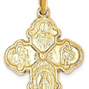 IceCarats 14K Yellow Gold Four Way Holy Cross Religious Medal Necklace Christian Pendant Scapular Charm 28mm x 17.75mm Only