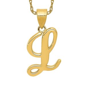 14k yellow gold dainty letter l initial name monogram necklace charm pendant only